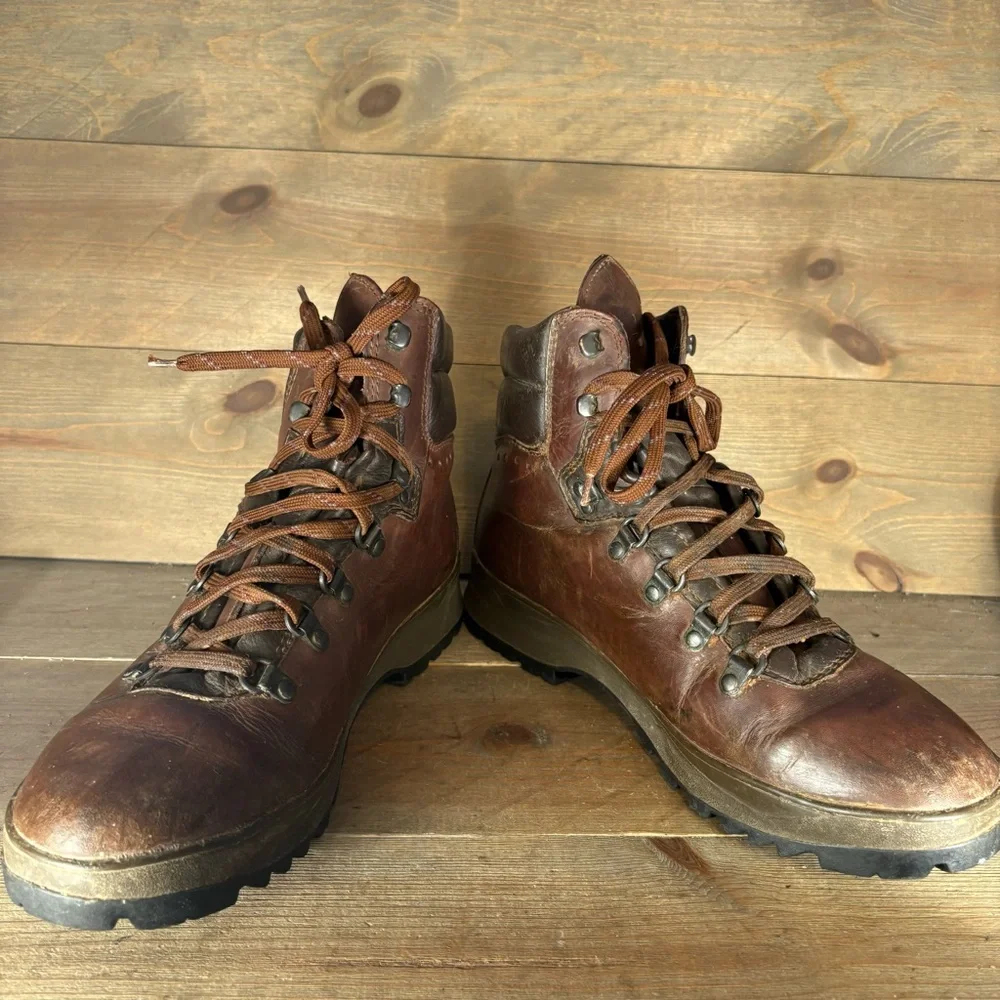 alpina mens size 11.5 shoes brown leather waterproof montaineering hiking boots